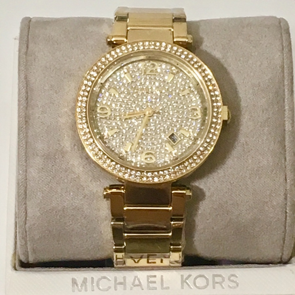 SOLD! Mchael Kors Gold Tone Crystal Watch NWT - Picture 2 of 8